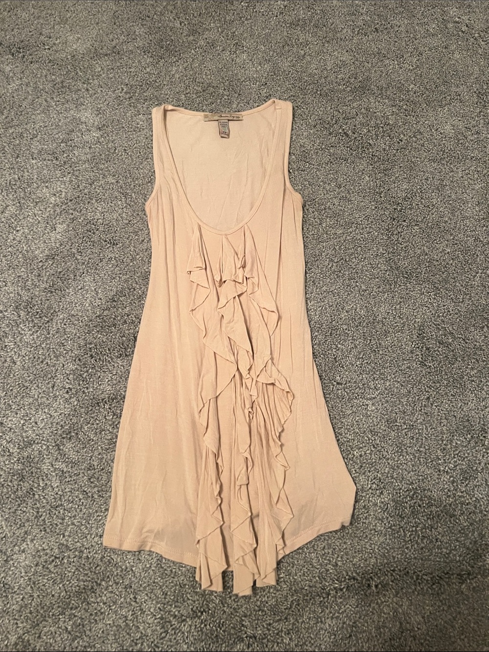 Tan tank top with ruffle details